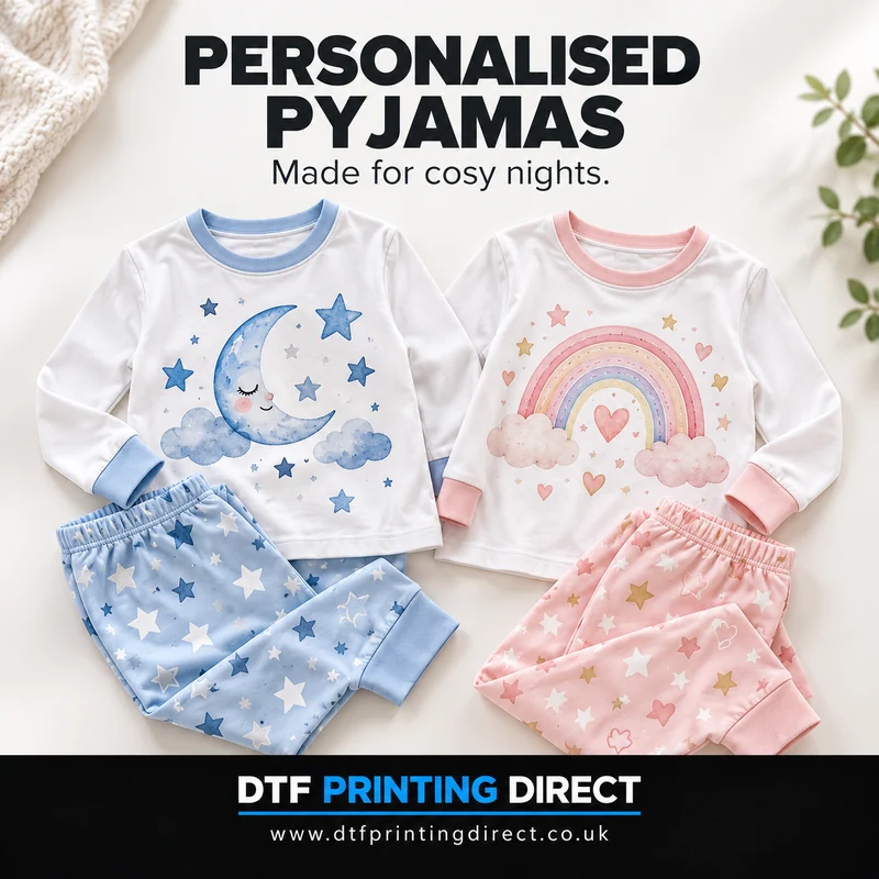 Personalised pyjamas — illustrative product examples
