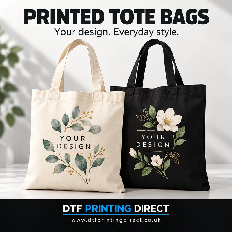 Printed tote bags — illustrative product examples