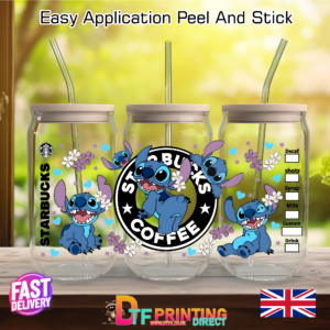 stitch v2 Glass 16oz libby cup Can Wrap UVDTF Cup print