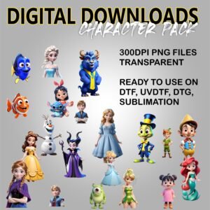 Cartoon Character pack 1 Download perfect quality - PNG File - Sublimation - UV/DTF - Digital Download perfect for uvdtf dtf