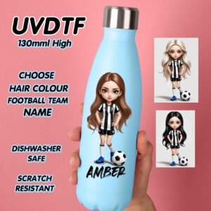 Dolly Footballer Girl personalised any team hair colour uvdtf