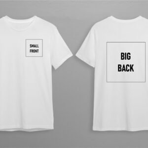 PERSONALISED white, black, red tshirt with small front big back logos