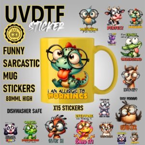 Funny sarcastic mug stickers x15 to choose from 80mml high