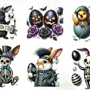 x6 100mm Funny Gothic Easter uvdtf stickers