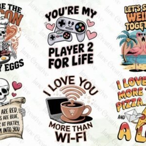 x6 100mm Funny Quotes Valentine's Day uvdtf stickers