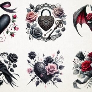 x6 100mm Gothic Valentine's Day 2 uvdtf stickers ready to apply