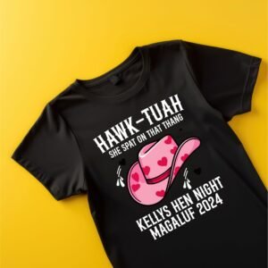 hawk tuah hen night/ birthday  adult black tshirts
