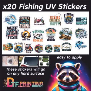 x20 80mml fishing stickers perfect for mugs glasses tackle boxes cars