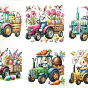 x6 100mm Easter Bunny Tractor uvdtf stickers