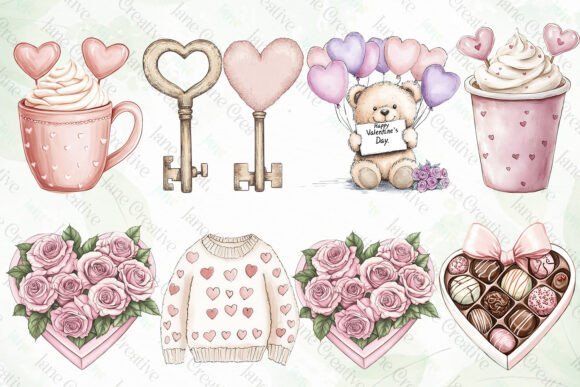 x6 100mm Watercolor Valentines Teddy Bear uvdtf stickers
