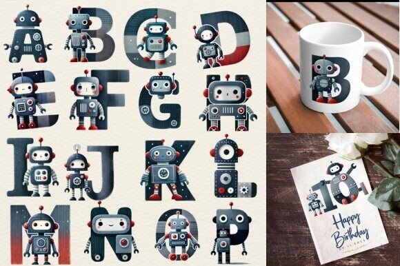 Robot themed birthday tshirt 1st 2nd 3rd 4th etc white or black childrens tshirt - Image 3