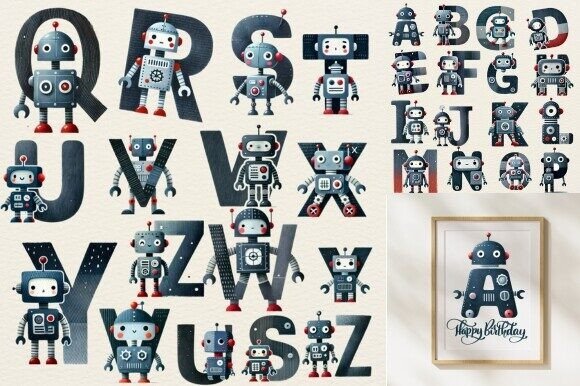 Robot themed birthday tshirt 1st 2nd 3rd 4th etc white or black childrens tshirt - Image 5