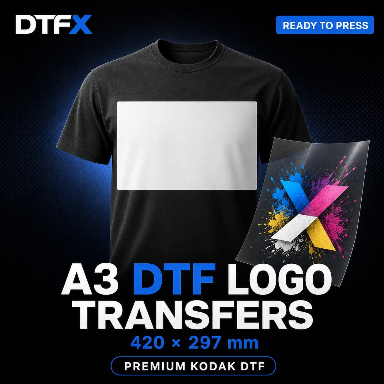 A3 DTF Transfers – Custom Full Colour Printing | 420 × 297mm