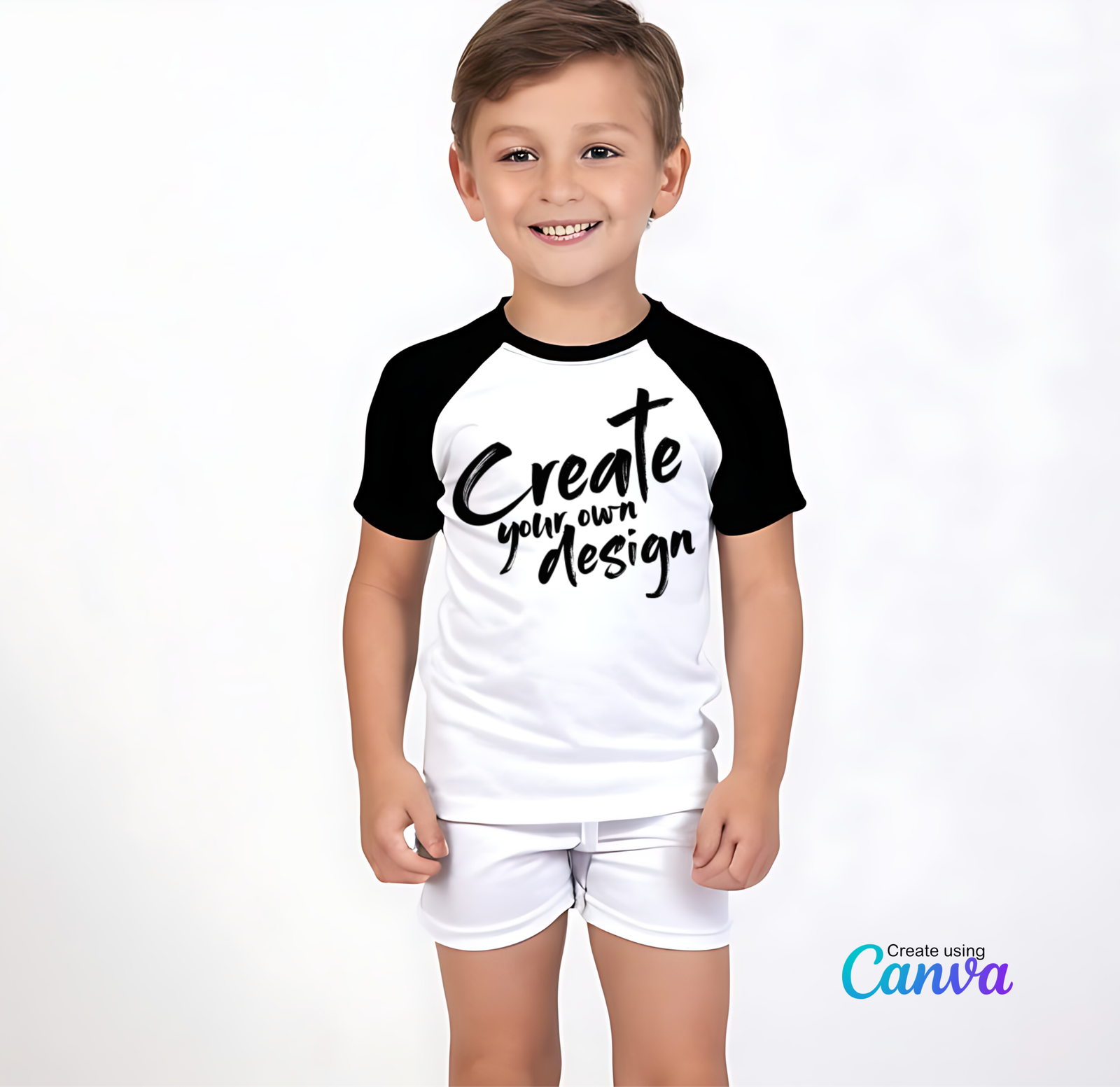 Create your own summer sports set top and shorts black and white set kids