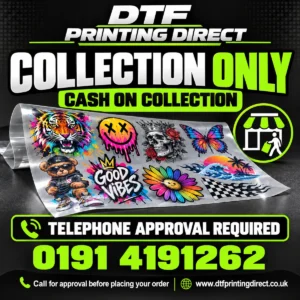 DTF Printing Direct collection-only preorder — cash on collection, telephone approval required