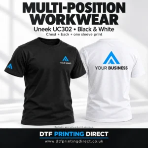 Maximum Visibility Workwear T-Shirt — illustrative garments and print placement