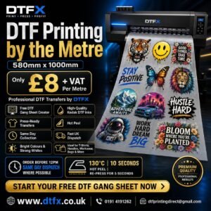 DTF Transfers by the Metre – 580mm × 1000mm
