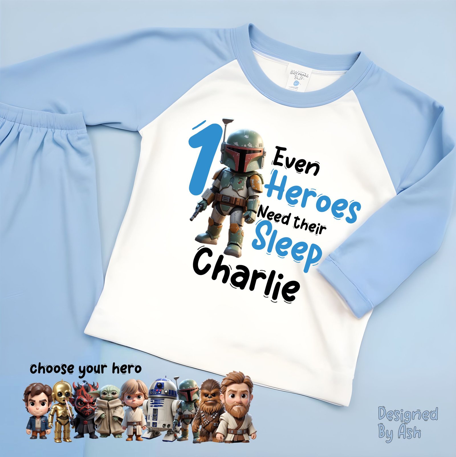 even star heros need their rest war pjs blue raglan childrens birthday personalised loungewear