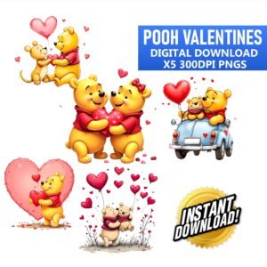 Winnie the Pooh Valentines   - PNG File - Sublimation - UV/DTF - Digital Download perfect for uvdtf dtf