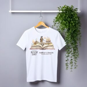 Gulliver`s Travels Jonathan Swift, 1726 World book day kids adults white tshirt