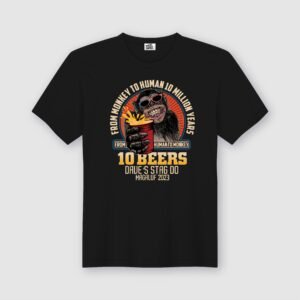 human to monkey funny stag holiday  personalised  black tshirt