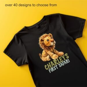 Plush safari animal   personalised tshirt over 40 to choose from black white tshirt adult kids