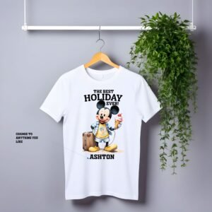 Mickey the best holiday ever white tshirt adult kids personalised