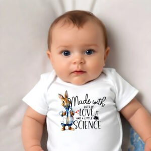 peter rabbit made with lots of love and a little science ivf baby vest