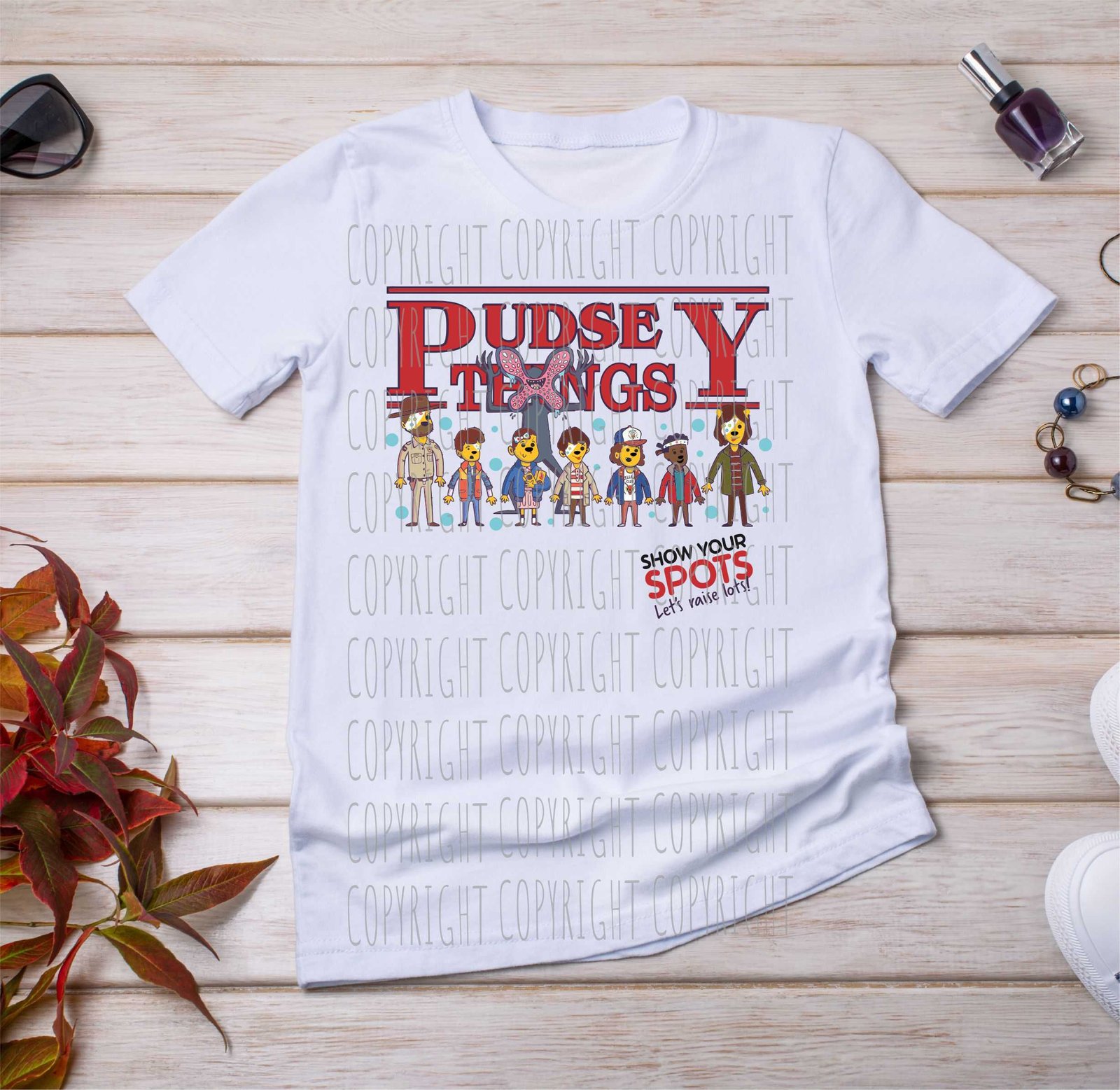 pudsey things  show your spots lets raise lots childrens tshirt pt009