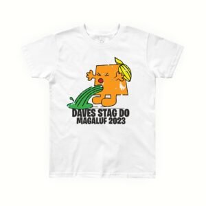 puking mr men stag do white adults tshirt