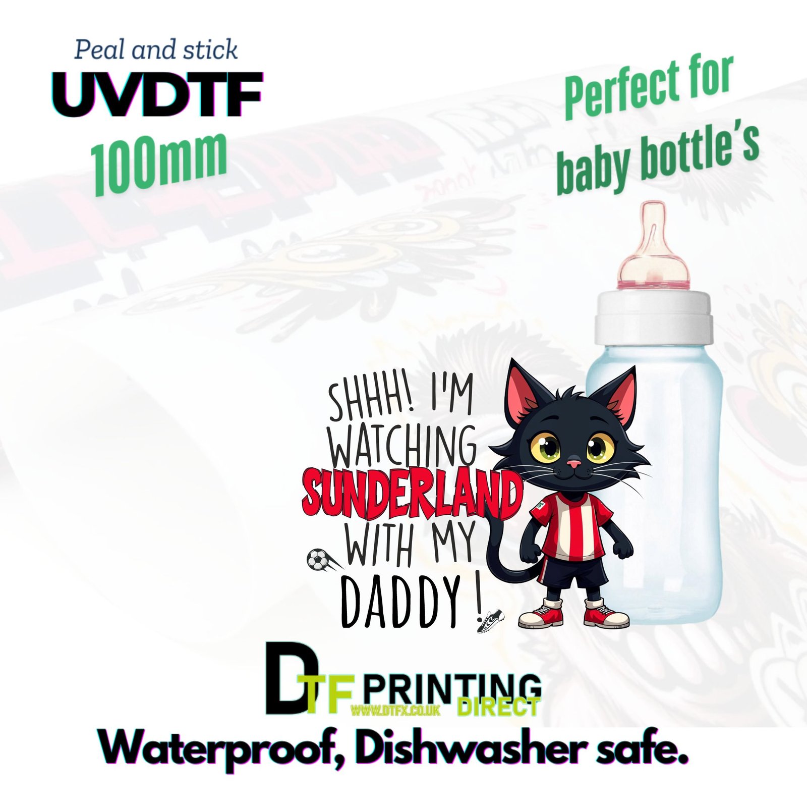 shh im watching sunderland with my daddy uvdtf baby bottle sticker
