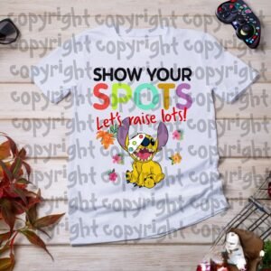 stitch pudsey show your spots lets raise lots childrens tshirt pt005