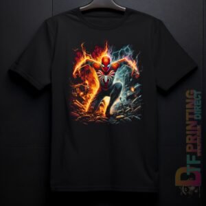 spiderman black tshirt adult kids v1 dtf halftone