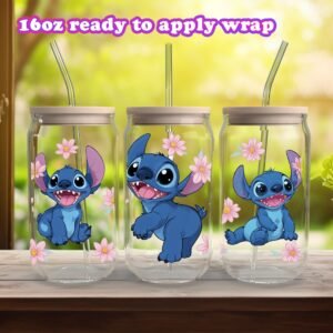 Stitch Glass 16oz libby cup Can Wrap  UVDTF Cup print