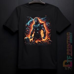 Thor black tshirt adult kids v3 dtf halftone