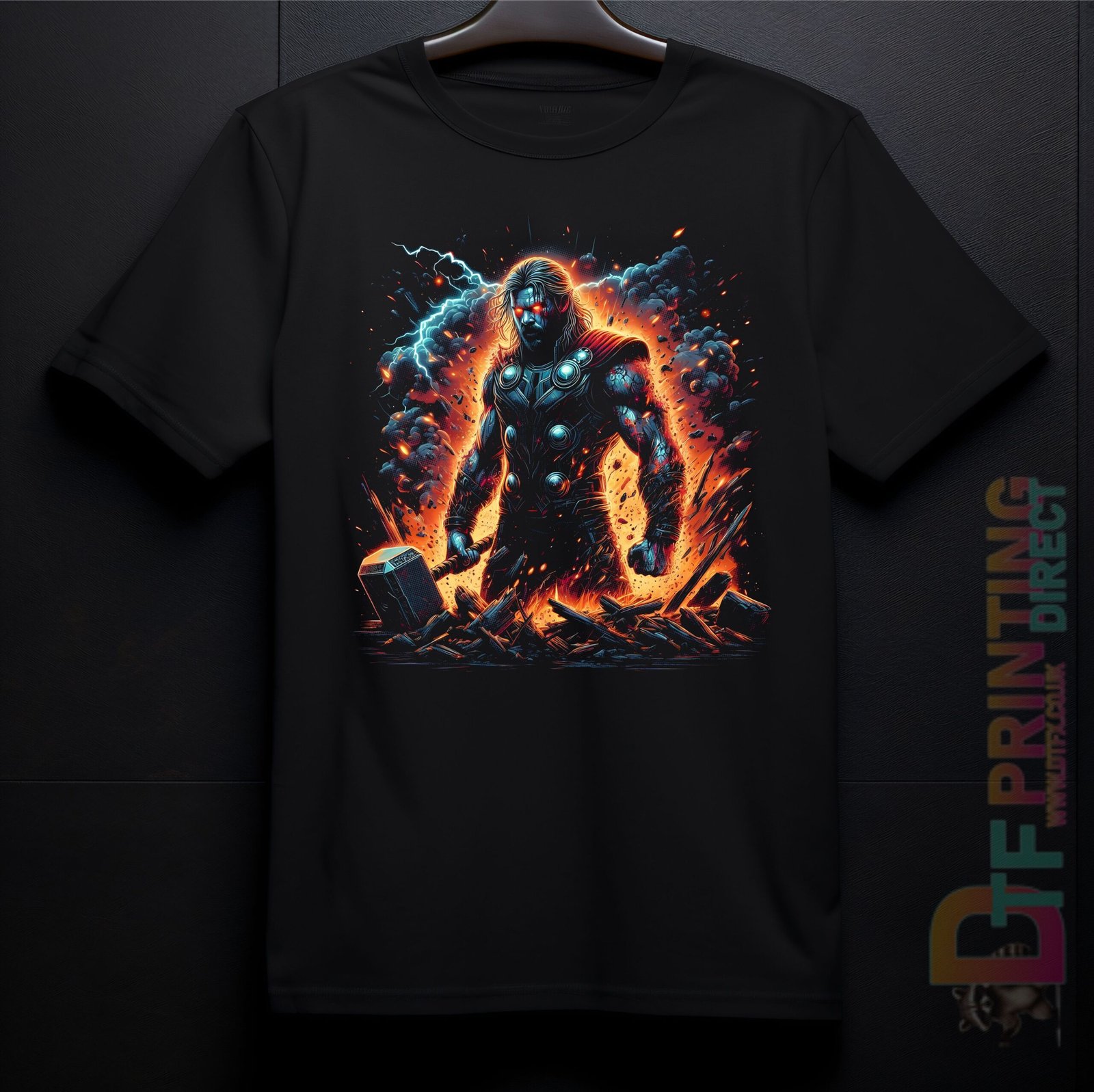 Thor black tshirt adult kids v3 dtf halftone