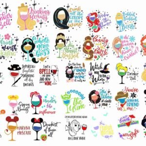 disney drinking princesses wine tumbler designs ready at apply  UVDTF Cup print bundle
