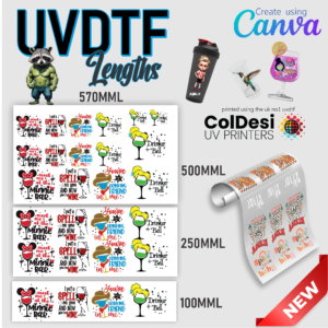 UVDtf Lengths 570mm x 100mm 250mm 500mm uv stickers