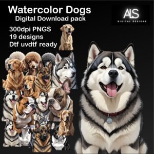 watercolor dogs   - PNG File - Sublimation - UV/DTF - Digital Download perfect for uvdtf dtf