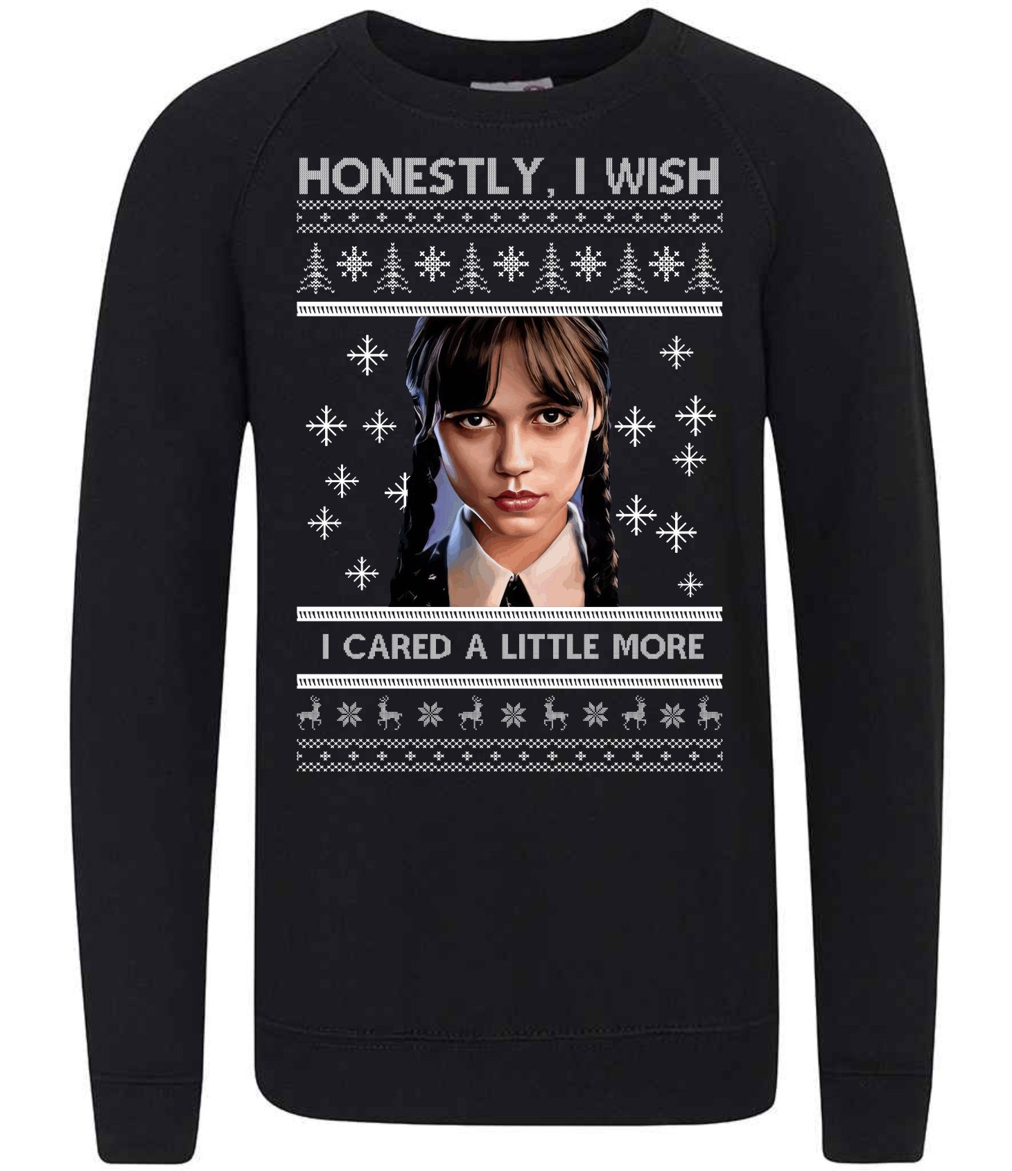 Wednesday Honestly Wish I Cared More Christmas Jumper – Kids & Adults