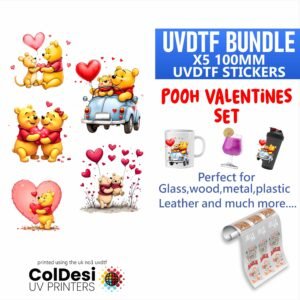x5 100mm pooh winnie Valentine's Day uvdtf stickers ready to apply
